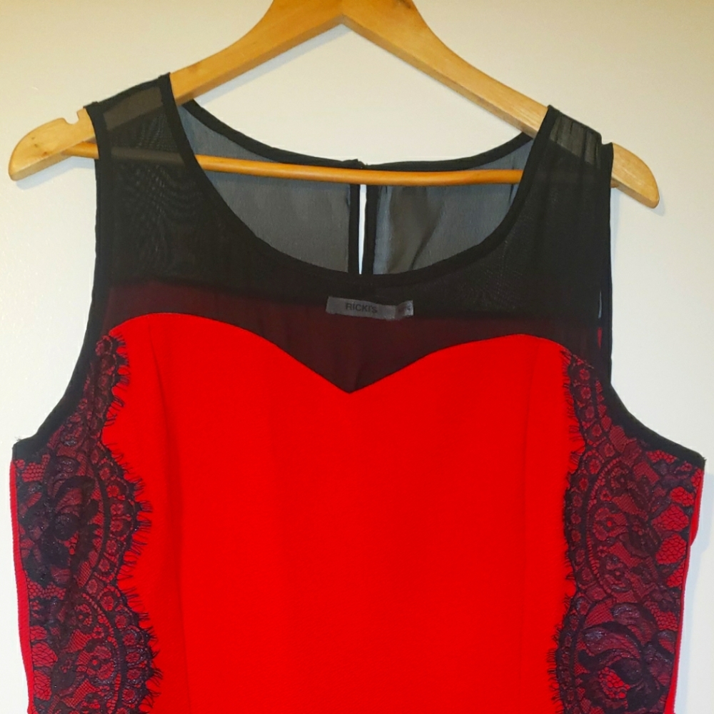 Dressy Red Peplum Top With Lace Trim